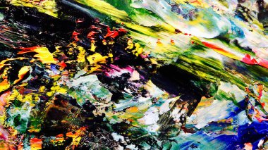 Renkli soyut arkaplan dokusu. Modern motif görsel sanat. Yağlı boya karışımı. Moda el boyama bezi. Duvar dekorasyonu ve Duvar arkaplan resimleri fikri.