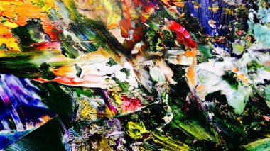 Renkli soyut arkaplan dokusu. Modern motif görsel sanat. Yağlı boya karışımı. Moda el boyama bezi. Duvar dekorasyonu ve Duvar arkaplan resimleri fikri.