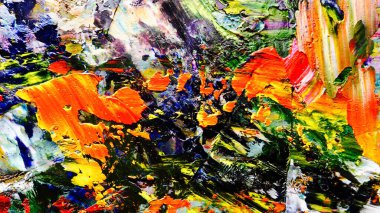 Renkli soyut arkaplan dokusu. Modern motif görsel sanat. Yağlı boya karışımı. Moda el boyama bezi. Duvar dekorasyonu ve Duvar arkaplan resimleri fikri.