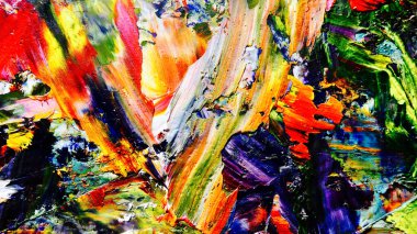 Renkli soyut arkaplan dokusu. Modern motif görsel sanat. Yağlı boya karışımı. Moda el boyama bezi. Duvar dekorasyonu ve Duvar arkaplan resimleri fikri.