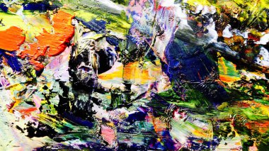 Renkli soyut arkaplan dokusu. Modern motif görsel sanat. Yağlı boya karışımı. Moda el boyama bezi. Duvar dekorasyonu ve Duvar arkaplan resimleri fikri.