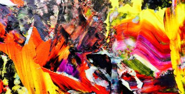 Renkli soyut arkaplan dokusu. Modern motif görsel sanat. Yağlı boya karışımı. Moda el boyama bezi. Duvar dekorasyonu ve Duvar arkaplan resimleri fikri.