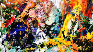 Renkli soyut arkaplan dokusu. Modern motif görsel sanat. Yağlı boya karışımı. Moda el boyama bezi. Duvar dekorasyonu ve Duvar arkaplan resimleri fikri.