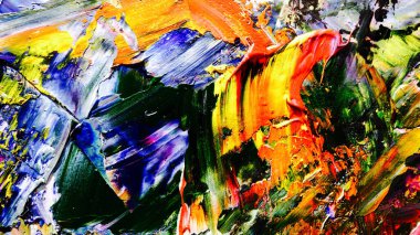 Renkli soyut arkaplan dokusu. Modern motif görsel sanat. Yağlı boya karışımı. Moda el boyama bezi. Duvar dekorasyonu ve Duvar arkaplan resimleri fikri.