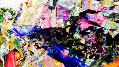 Renkli soyut arkaplan dokusu. Modern motif görsel sanat. Yağlı boya karışımı. Moda el boyama bezi. Duvar dekorasyonu ve Duvar arkaplan resimleri fikri.