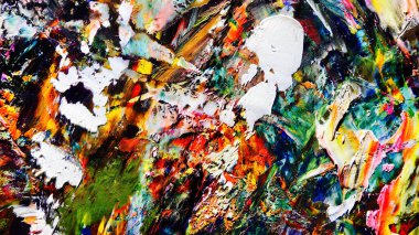 Renkli soyut arkaplan dokusu. Modern motif görsel sanat. Yağlı boya karışımı. Moda el boyama bezi. Duvar dekorasyonu ve Duvar arkaplan resimleri fikri.