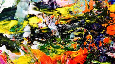 Renkli soyut arkaplan dokusu. Modern motif görsel sanat. Yağlı boya karışımı. Moda el boyama bezi. Duvar dekorasyonu ve Duvar arkaplan resimleri fikri.