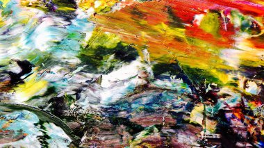 Renkli soyut arkaplan dokusu. Modern motif görsel sanat. Yağlı boya karışımı. Moda el boyama bezi. Duvar dekorasyonu ve Duvar arkaplan resimleri fikri.