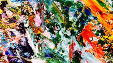 Renkli soyut arkaplan dokusu. Modern motif görsel sanat. Yağlı boya karışımı. Moda el boyama bezi. Duvar dekorasyonu ve Duvar arkaplan resimleri fikri. 