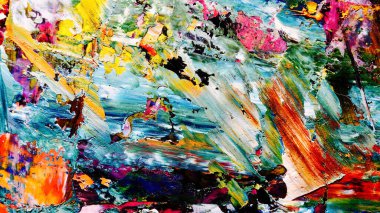 Renkli soyut arkaplan dokusu. Modern motif görsel sanat. Yağlı boya karışımı. Moda el boyama bezi. Duvar dekorasyonu ve Duvar arkaplan resimleri fikri.