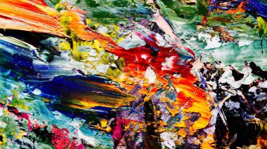 Renkli soyut arkaplan dokusu. Modern motif görsel sanat. Yağlı boya karışımı. Moda el boyama bezi. Duvar dekorasyonu ve Duvar arkaplan resimleri fikri.