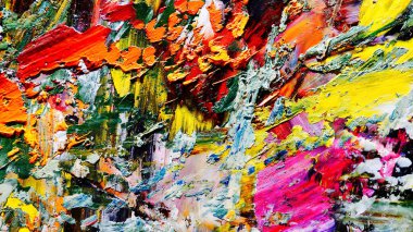 Renkli soyut arkaplan dokusu. Modern motif görsel sanat. Yağlı boya karışımı. Moda el boyama bezi. Duvar dekorasyonu ve Duvar arkaplan resimleri fikri.