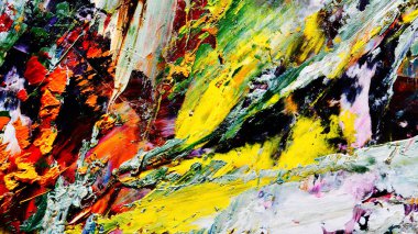 Renkli soyut arkaplan dokusu. Modern motif görsel sanat. Yağlı boya karışımı. Moda el boyama bezi. Duvar dekorasyonu ve Duvar arkaplan resimleri fikri.