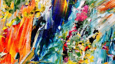 Renkli soyut arkaplan dokusu. Modern motif görsel sanat. Yağlı boya karışımı. Moda el boyama bezi. Duvar dekorasyonu ve Duvar arkaplan resimleri fikri.