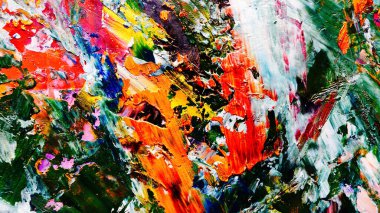 Renkli soyut arkaplan dokusu. Modern motif görsel sanat. Yağlı boya karışımı. Moda el boyama bezi. Duvar dekorasyonu ve Duvar arkaplan resimleri fikri.