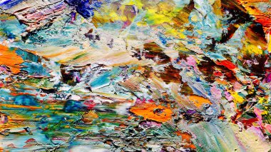 Renkli soyut arkaplan dokusu. Modern motif görsel sanat. Yağlı boya karışımı. Moda el boyama bezi. Duvar dekorasyonu ve Duvar arkaplan resimleri fikri.