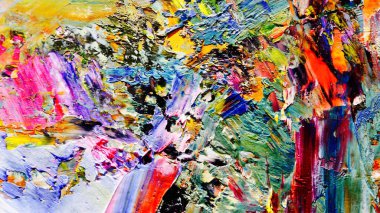 Renkli soyut arkaplan dokusu. Modern motif görsel sanat. Yağlı boya karışımı. Moda el boyama bezi. Duvar dekorasyonu ve Duvar arkaplan resimleri fikri.