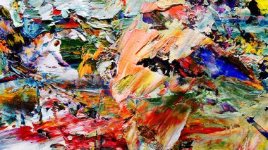 Renkli soyut arkaplan dokusu. Modern motif görsel sanat. Yağlı boya karışımı. Moda el boyama bezi. Duvar dekorasyonu ve Duvar arkaplan resimleri fikri.