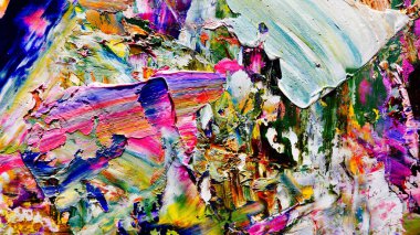 Renkli soyut arkaplan dokusu. Modern motif görsel sanat. Yağlı boya karışımı. Moda el boyama bezi. Duvar dekorasyonu ve Duvar arkaplan resimleri fikri.