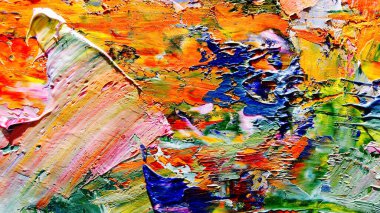 Renkli soyut arkaplan dokusu. Modern motif görsel sanat. Yağlı boya karışımı. Moda el boyama bezi. Duvar dekorasyonu ve Duvar arkaplan resimleri fikri.