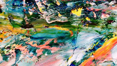 Renkli soyut arkaplan dokusu. Modern motif görsel sanat. Yağlı boya karışımı. Moda el boyama bezi. Duvar dekorasyonu ve Duvar arkaplan resimleri fikri.