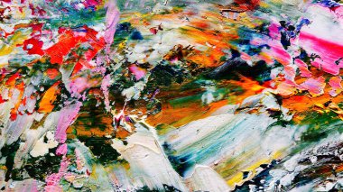 Renkli soyut arkaplan dokusu. Modern motif görsel sanat. Yağlı boya karışımı. Moda el boyama bezi. Duvar dekorasyonu ve Duvar arkaplan resimleri fikri.