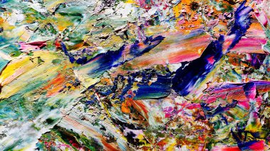 Renkli soyut arkaplan dokusu. Modern motif görsel sanat. Yağlı boya karışımı. Moda el boyama bezi. Duvar dekorasyonu ve Duvar arkaplan resimleri fikri.