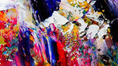 Renkli soyut arkaplan dokusu. Modern motif görsel sanat. Yağlı boya karışımı. Moda el boyama bezi. Duvar dekorasyonu ve Duvar arkaplan resimleri fikri.
