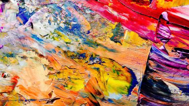 Renkli soyut arkaplan dokusu. Modern motif görsel sanat. Yağlı boya karışımı. Moda el boyama bezi. Duvar dekorasyonu ve Duvar arkaplan resimleri fikri