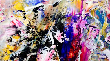 Renkli soyut arkaplan dokusu. Modern motif görsel sanat. Yağlı boya karışımı. Moda el boyama bezi. Duvar dekorasyonu ve Duvar arkaplan resimleri fikri.