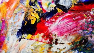 Renkli soyut arkaplan dokusu. Modern motif görsel sanat. Yağlı boya karışımı. Moda el boyama bezi. Duvar dekorasyonu ve Duvar arkaplan resimleri fikri.