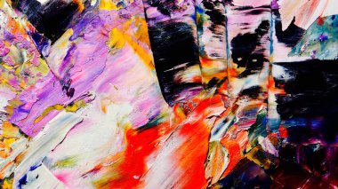 Renkli soyut arkaplan dokusu. Modern motif görsel sanat. Yağlı boya karışımı. Moda el boyama bezi. Duvar dekorasyonu ve Duvar arkaplan resimleri fikri.