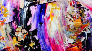 Renkli soyut arkaplan dokusu. Modern motif görsel sanat. Yağlı boya karışımı. Moda el boyama bezi. Duvar dekorasyonu ve Duvar arkaplan resimleri fikri.