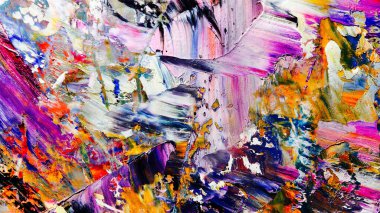 Renkli soyut arkaplan dokusu. Modern motif görsel sanat. Yağlı boya karışımı. Moda el boyama bezi. Duvar dekorasyonu ve Duvar arkaplan resimleri fikri.