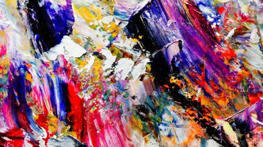 Renkli soyut arkaplan dokusu. Modern motif görsel sanat. Yağlı boya karışımı. Moda el boyama bezi. Duvar dekorasyonu ve Duvar arkaplan resimleri fikri.