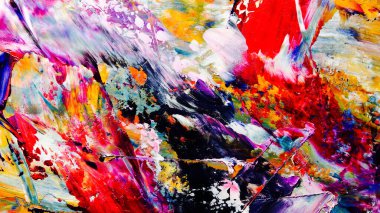 Renkli soyut arkaplan dokusu. Modern motif görsel sanat. Yağlı boya karışımı. Moda el boyama bezi. Duvar dekorasyonu ve Duvar arkaplan resimleri fikri.