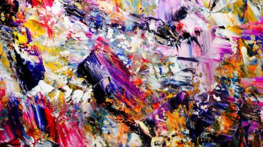 Renkli soyut arkaplan dokusu. Modern motif görsel sanat. Yağlı boya karışımı. Moda el boyama bezi. Duvar dekorasyonu ve Duvar arkaplan resimleri fikri.