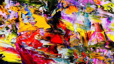 Renkli soyut arkaplan dokusu. Modern motif görsel sanat. Yağlı boya karışımı. Moda el boyama bezi. Duvar dekorasyonu ve Duvar arkaplan resimleri fikri.