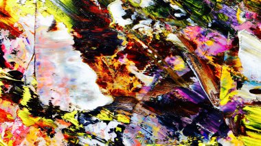 Renkli soyut arkaplan dokusu. Modern motif görsel sanat. Yağlı boya karışımı. Moda el boyama bezi. Duvar dekorasyonu ve Duvar arkaplan resimleri fikri.