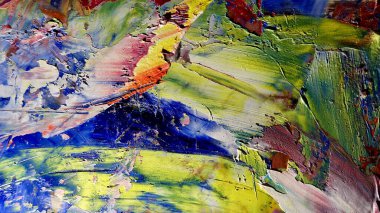 Renkli soyut arkaplan dokusu. Modern motif görsel sanat. Yağlı boya karışımı. Moda el boyama bezi. Duvar dekorasyonu ve Duvar arkaplan resimleri fikri.