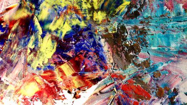 Renkli soyut arkaplan dokusu. Modern motif görsel sanat. Yağlı boya karışımı. Moda el boyama bezi. Duvar dekorasyonu ve Duvar arkaplan resimleri fikri.