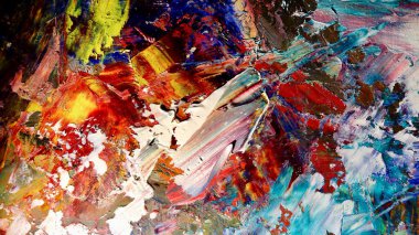 Renkli soyut arkaplan dokusu. Modern motif görsel sanat. Yağlı boya karışımı. Moda el boyama bezi. Duvar dekorasyonu ve Duvar arkaplan resimleri fikri.