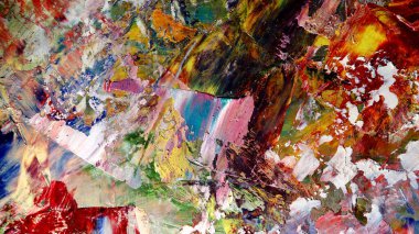 Renkli soyut arkaplan dokusu. Modern motif görsel sanat. Yağlı boya karışımı. Moda el boyama bezi. Duvar dekorasyonu ve Duvar arkaplan resimleri fikri.