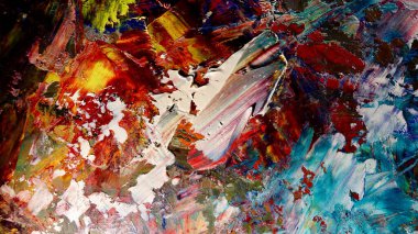 Renkli soyut arkaplan dokusu. Modern motif görsel sanat. Yağlı boya karışımı. Moda el boyama bezi. Duvar dekorasyonu ve Duvar arkaplan resimleri fikri.