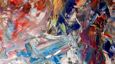 Renkli soyut arkaplan dokusu. Modern motif görsel sanat. Yağlı boya karışımı. Moda el boyama bezi. Duvar dekorasyonu ve Duvar arkaplan resimleri fikri.