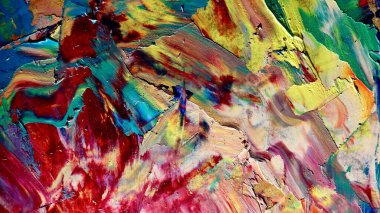 Renkli soyut arkaplan dokusu. Modern motif görsel sanat. Yağlı boya karışımı. Moda el boyama bezi. Duvar dekorasyonu ve Duvar arkaplan resimleri fikri.