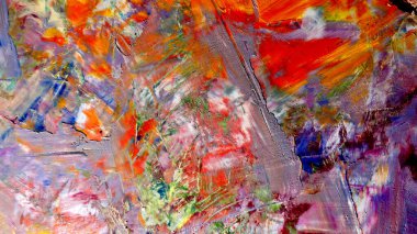 Renkli soyut arkaplan dokusu. Modern motif görsel sanat. Yağlı boya karışımı. Moda el boyama bezi. Duvar dekorasyonu ve Duvar resimleri fikri