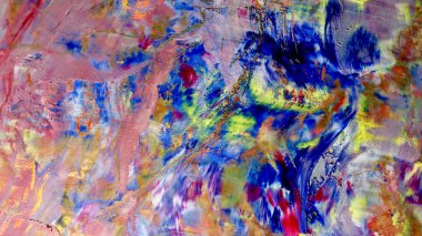Renkli soyut arkaplan dokusu. Modern motif görsel sanat. Yağlı boya karışımı. Moda el boyama bezi. Duvar dekorasyonu ve Duvar resimleri fikri