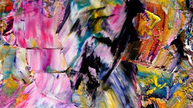 Renkli soyut arkaplan dokusu. Modern motif görsel sanat. Yağlı boya karışımı. Moda el boyama bezi. Duvar dekorasyonu ve Duvar arkaplan resimleri fikri. 