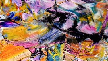 Renkli soyut arkaplan dokusu. Modern motif görsel sanat. Yağlı boya karışımı. Moda el boyama bezi. Duvar dekorasyonu ve Duvar arkaplan resimleri fikri. 